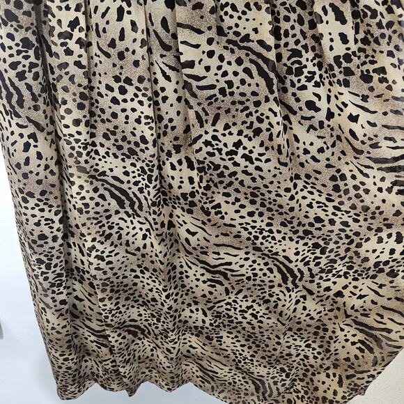 Adrianna Papell Silk Leopard Print Sleeveless Belted V-Neck Cocktail Dress 16W - Picture 14 of 14